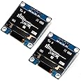 Fasizi 2Pcs 0.96" I2C IIC SPI Serial 128x64 OLED Display Module Board with Pin Headers for Arduino - White font