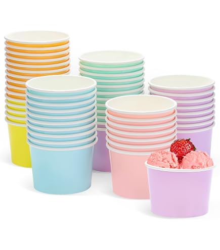 Lot 50 Bols à Crème Glacée Jetables 125ml - Gobelets Dessert Papier Pour Fêtes & Événements