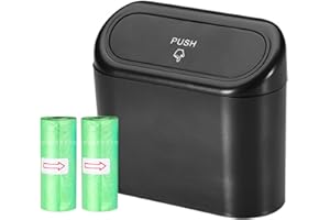 Flaconi Poubelle Voiture,Accessoire Voiture,Organisateur Voiture,Accessoire Voiture Interieur,Gadget Voiture,Petite Poubelle de Voiture avec Couvercle,Boîte de Rangement Suspendue pour Voiture