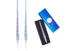 Helweet Szklane pióro do dipów, kryształowe pióro do kaligrafii, płynne pisanie, do sztuki, pisania, rysowania, podpisów, kaligrafii, dekoracji, prezentu, 2 szt., niebieski + fioletowy