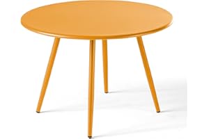 Oviala Table Basse de Jardin Ronde en métal Jaune 50 cm - Palavas