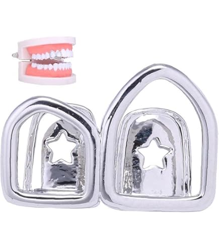 Griglie Per Denti In Argento Placcato Con Cristalli - Stile Hip Hop E Punk - Foto 11