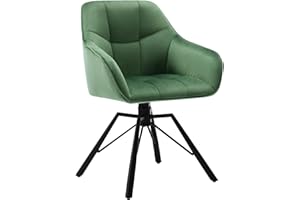 ‎WOLTU WOLTU Esszimmerstuhl drehbar, Küchenstuhl, Polsterstuhl, Drehstuhl, bequemer Stuhl mit Armlehnen Rückenlehne, Armlehnenstuhl für Esszimmer Wohnzimmer, mit Samtbezug, Dunkelgrün, BH365dgn-1