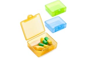 BUG HULL 3 Stück Tablettenbox Pillendose Klein Für Unterwegs, Passen Fast In Jede Tasche Hosentasche - Blau Gelb Grün