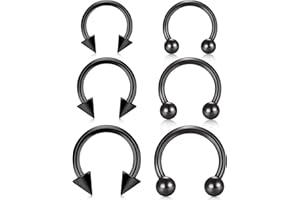 Longita 16G Acciaio Inossidabile Ferro di Cavallo Naso Hoop Anelli Labbro Sopracciglio Anelli Trago Orecchini Setto Piercing Orecchio Helix Cartilagine Daith Conch Piercing Diametro 8-12mm