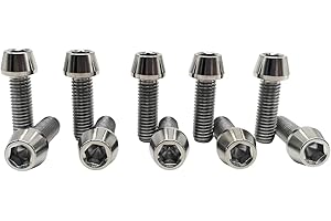 RISON-TITANIUM 5pcs Boulons en Titane de Tige de Vélo, M5 Vis de Potence de Vélo, Vélo Boulons de Tige Fixes s, Vis de Tige de Bicyclette pour MTB Vélo de Route de Montagne