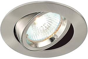 National Lighting Recessed Lighting - Mains Powered LED Spot Lights Downlights for Ceiling - IP20 Rated GU10 Fitting for Halogen or LED - Satin Nickel Finish, Adjustable Tilt Version