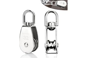 SWTYExt Rolka zwrotna, mała, 2 sztuki, rolka linowa 32 mm, rolki kierunkowe M32 do lin, nośność 250 kg, stal nierdzewna 304, rolka linowa fitness z łożyskiem kulkowym, do lin o średnicy do 12 mm