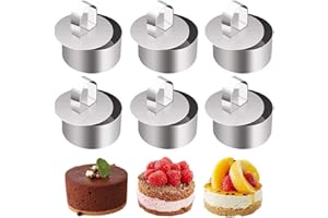 Anicy 6 Pezzi Coppapasta tondi 8cm - Coppa Pasta di Acciaio, Anello per Torte in Acciaio Inossidabile, Adatto per Torte Fatte in casa, Dessert, Biscotti, Torte Mousse