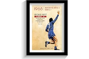 THE FOOTBALL PRINT ROOM Manchester United - Man UTD - George Best - Framed Retro Art Print Poster