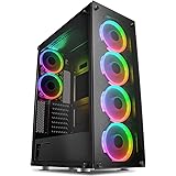 GameMax Predator Full-ATX PC Gaming Case, 6 x ARGB, Full Tempered Glass Side Window | Black GMX-PREDATOR-6