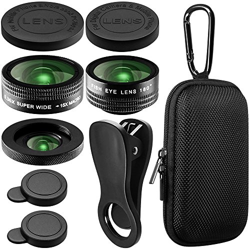 3 in 1 kit Obiettivo per Cellulare, AFUNTA HD Clip-on 15 x Macro e 0.36 x Super Grandangolo, Lente Fisheye 180Â° per iPhone Samsung Most Smartphones