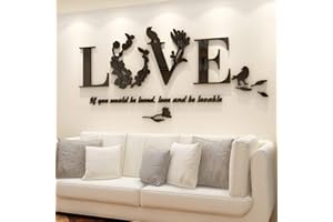 LUMING 3D LOVE Pegatinas de Pared Adhesivo Murales Stickers Hogareña Decoración para Sala de Estar Dormitorio Pasillo Sofá Fondo Decorativo Pegatinas de Pared