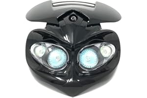 Alchemy Parts Streetfighter Headlight for Motorbikes | Black ABS Housing | Fork Mount Brackets Included | Enhance Visibility & Style