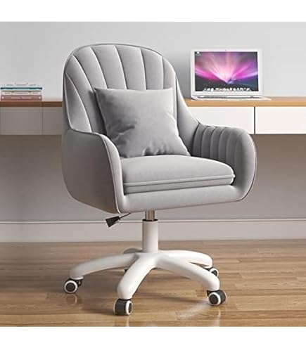 BAKAJI Sedia Da Ufficio In Velluto Grigio Shabby Chic - Imbottitura Morbida, Regolazione Altezza 95-105 Cm, Ergonomica