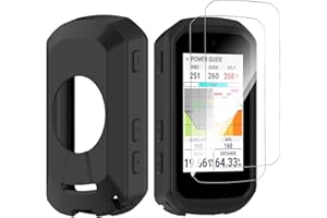 MEMELOKA Cover per Garmin Edge 850/Edge 550 + 2 Pezzi Vetro Temperato, Cover Protettivo Sottile in Silicone Morbido Antiurto per Garmin Edge 850/Edge 550 [Protezione Completa] - Nero