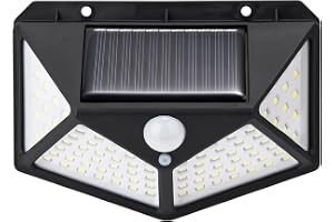 GRIFEMA Solar utomhus LED-spotlight med rörelsesensor, 100 lysdioder, 3 lägen, vinkel 270°, IP65, 800mAh batteri, solträdgård, GDK203