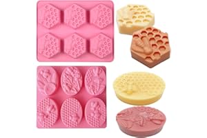 WYAHYQ 2Pezzi Stampo in silicone per sapone Stampi per sapone a forma di nido d'ape Losanga ovale da 6 pezzi