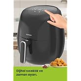 Foodchef Airfryer, 6.4L Dış Hazne, 5L Pişirme Kapasitesi, Dokunmatik Ekran, 8 &Ouml;n Ayar Men&uuml;s&uuml;, 80-200&deg;C Sıcaklık Aralığı, 2000