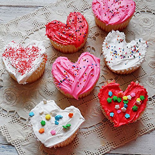 Goodlucky365 24 Stück Silikon Muffinform Backform Cupcake Muffinförmchen Silikon Muffin Form(8 Stück Rund, 8 Stück Herz, Stück Rechteck) Hitzebeständig 480°F Backenform - 7