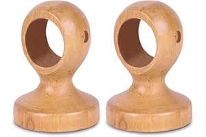 MERCURY TEXTIL- Pack de 2 Soportes Decorativos para Barra de Madera de Pared o Techo. Colgador para Barras de Cortina de ø 28mm. (Madera)