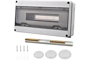 OUTINHAO Sicherungskasten Aufputz, Verteilerkasten Aufputz IP65, mit Messingklemmen, Unterverteilung Aufputz 1 Reihig für 18 Modules, für Garten oder Außenbereichen, Villen, Ladesäulen