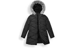 Sunny Sprout Manteau d'hiver avec capuche pour filles - Veste matelassée épaisse pour enfants avec doublure en polaire et manches coupe-vent