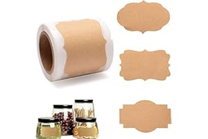 ETERSPR 300 Pezzi Autoadesivo Etichette di Carta Kraft, Sticker Tag Etichette, Etichette Adesive di Carta kraft, per Regali di Natale e Halloween, Bottiglie Barattoli Regalo, Alimenti