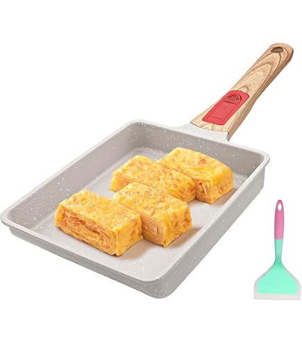 Poêle à Pancakes Carré Antiadhésive - 19x15,5x4cm Avec Spatule Et Pinceau - Pour Omelettes, Crêpes