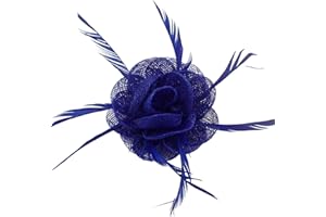 Topkids Accessories Bibi à cheveux en forme de fleur avec pince à cheveux en tissu pour mariage, corsage et broche pour femmes, filles (bleu roi)
