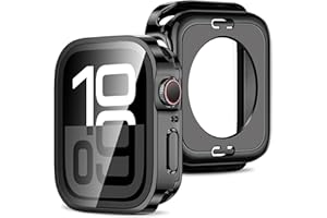 Amizee 2 in 1 Case [2-Pack] Compatible with Apple Watch Series 11/10 46mm with Built-in Screen Protector, Straight Edge Hard PC Full Body Protective Cover for iWatch 46mm, Black