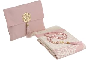 Prien Muslimskbönematta med bönpärlor för kvinnor och män, gåvor för Bayram, Ramadan, Seccade Namaz, islamisk bönematta, rosa matta