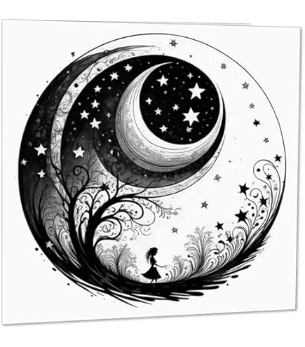 1 X Tarjeta De Felicitación - Sol Y Luna Astrología Universo Espacial Celestial Regalo De Cumpleaños #0151 - España