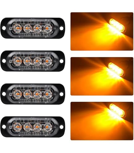 2x Flashing Amber Recovery Strobe Lights – 12 LED – Grill/Bumper Mount – 12V/24V