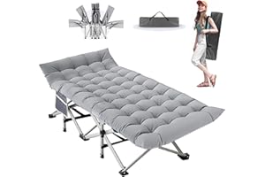 Newfulam Klappbares Campingbett, 362KG Max Last Faltbar Gästebett Feldbett mit Matratze, Seitentasche, Tragetaschen, Tragbares Klappbett für Camping, Outdoor, Büro, Garten, Home Nap