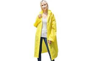 CATIME Raincoat for Adults, Waterproof Large Rain Poncho, Resuable Rain Coat Jacket, Drawstring Rain Cape Rainwear with Hood and Button, EVA Ponchos for Women Men Hiking Cycling Camping