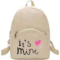 Bizarre Vogue Cute Medium It's Mine Printed Style Backpack College bag for Girls (Cream,BV1210)