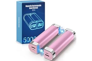 Galros Scaldamani Ricaricabile, 5000mAh*2 Scaldamani Riutilizzabile Elettrico Portatile/Power Bank, 2 in 1 USB Scaldamani Magnetici a Batteria Regalo Caldo per Donne e Uomini