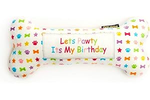 Pet London Birthday Bone Dog Toy - Celebrate Your Dog's Birthday - Plush Rainbow Pattern Dog Bone-great gift for dogs, perfect bday present
