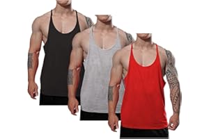 7POWER Men's Muscle Gym Stringer Tank Tops for Workout Bodybuilding Sport Vest Racerback Cotton