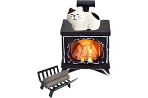 JINGTOPS 3PCS Accessoires Lutin Farceur De Noel, DéCoration De NoëL Figurine Lumineuse Miniature CheminéE LED, Creche De Noel Lumineuse CrèChe De Feu De Camp, Village De Noel Miniature Chaud De Cat