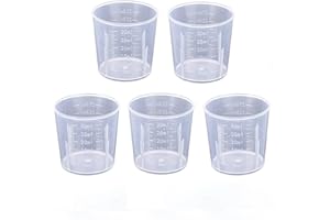 KECOOL Kleiner Messbecher 30ml Kunststoff Mini Messbecher Klein 5 Stück, Transparent kleine Präzisionsmessbecher mit Skala, Mini Meßbecher Dosierhilfe für Waschmittel, Küche, Labor, Kochen Measuring cups