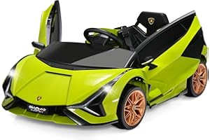 COSTWAY 12V Lamborghini Kinder Elektroauto mit 2,4G-Fernbedienung, Kinderauto 3-5km/h mit MP3, Radio, Musik und LED-Scheinwerfer, für Kinder von 3-8 Jahren (Grün)