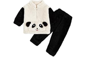 JiAmy Toddler Kids Baby Sweatshirt Set, Girl Boy Clothes Winter Warm Fleece Tracksuit Tops and Pants 2Pcs Fall Outfits Rabbit Panda Bear Pajamas Sleepwear 12 Months-5 Years