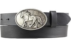 BELTINGER Kinder-Gürtel für Reiter mit Pferde-Gürtelschnalle aus Vollrindleder 3 cm | Reiter-Gürtel 30mm für Reithose | mit Pferde-Motiv