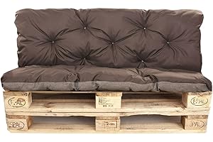 KRUGER Cojines de paleta para paletas externas, cojín de sofá, cojín de salón de jardín (120 x 80 + 120 x 60 cm), color marrón