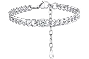 ChainsHouse Women Anklets Ankle Bracelets, Stainless Steel Cuban Link Anklet Feet Jewellry Men Chain for Summer Beach, Silver/Gold Plated/Black