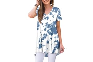 POPYOUNG Women's Summer Casual Short Sleeve/Sleeveless Tunic Tops with Leggings V-Neck/Round neck T-Shirt Blouse