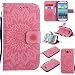 Produktbild Lonchee Samsung Galaxy S3 i9300 / S3 Neo Leder Wallet Tasche Brieftasche Schutzhülle , Sonnenblumen geprägten Muster Design Hochwertige PU Leder Folio Tasche Case Hülle im Bookstyle mit Standfunktion Kredit Kartenfächer (rosa)