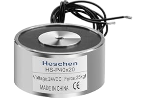 Heschen Electromagnet Magnet Solenoid P40/20, OD: 40mm, DC 24V, 25Kg/55lb